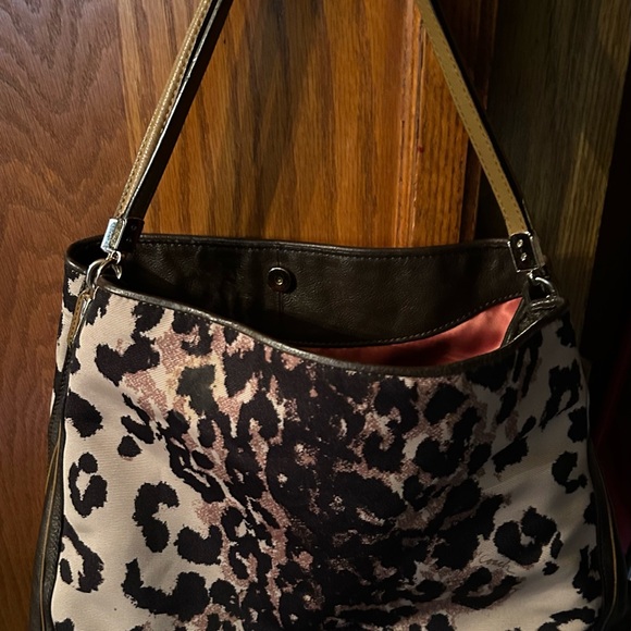 Coach Leopard Print Shoulder Bag - Black and Tan - Picture 1 of 4